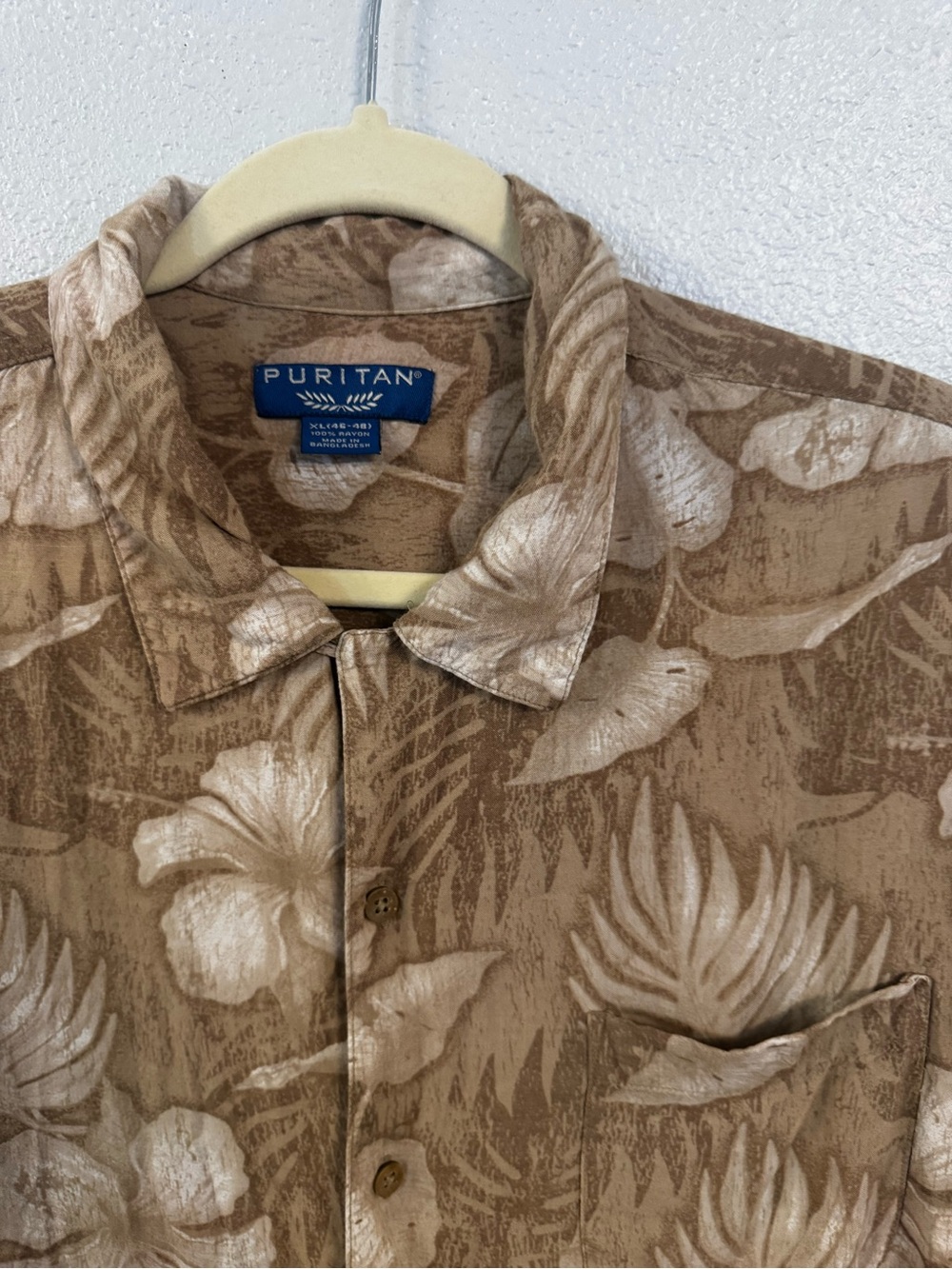 Puritan Brown and Cream Floral Camp Shirt Jacket